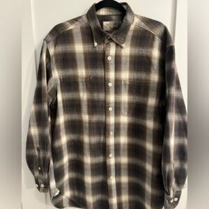 HARTFIELD FLANNELS brown and cream checkers size Large 100% cotton